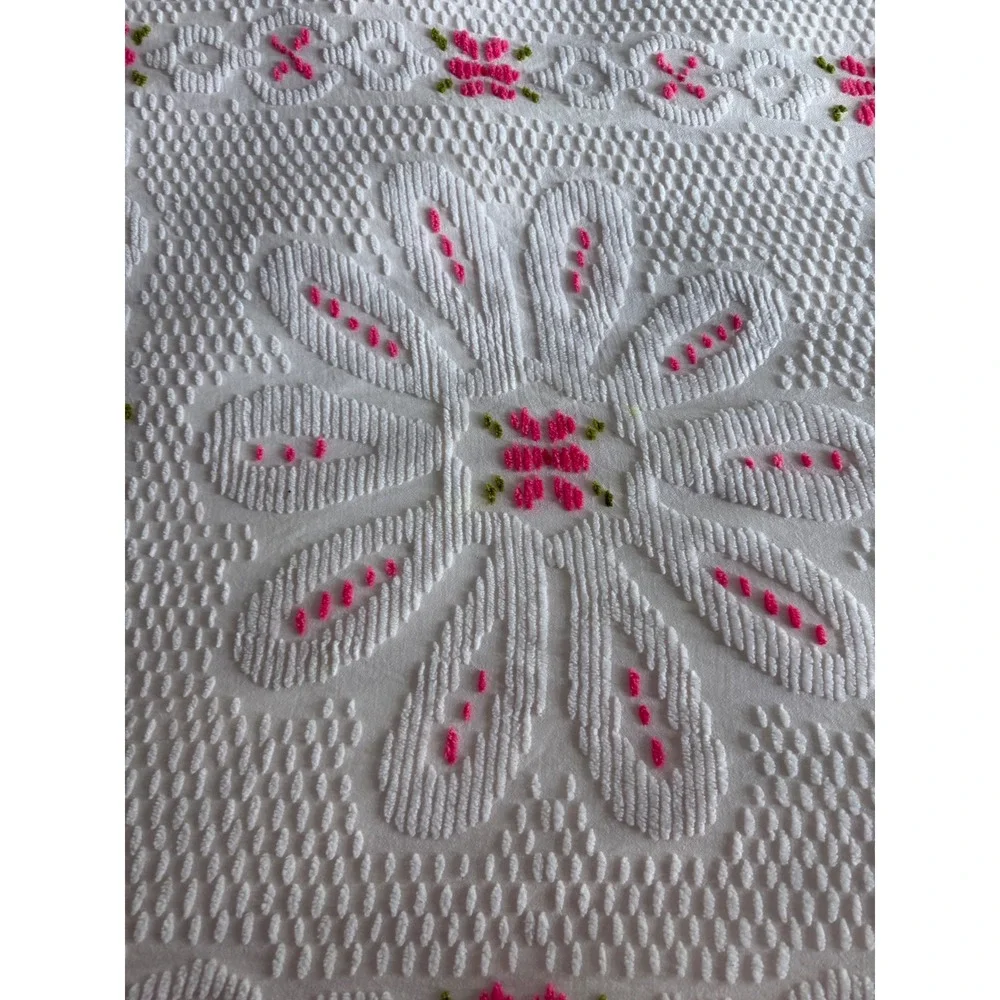 Vintage Pink Floral Chenille Bedspread